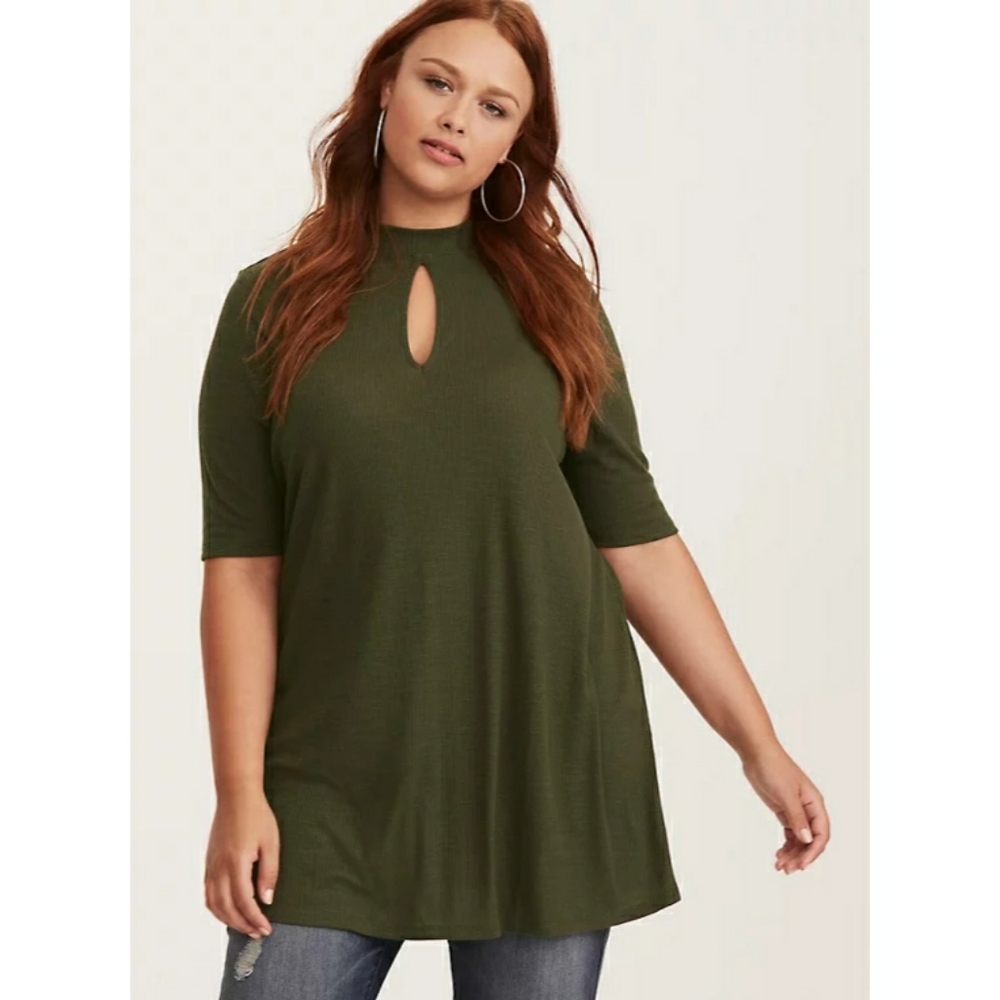Torrid Keyhole Neck Ribbed Knit Tunic Top PLUS 3X - Picture 3 of 14